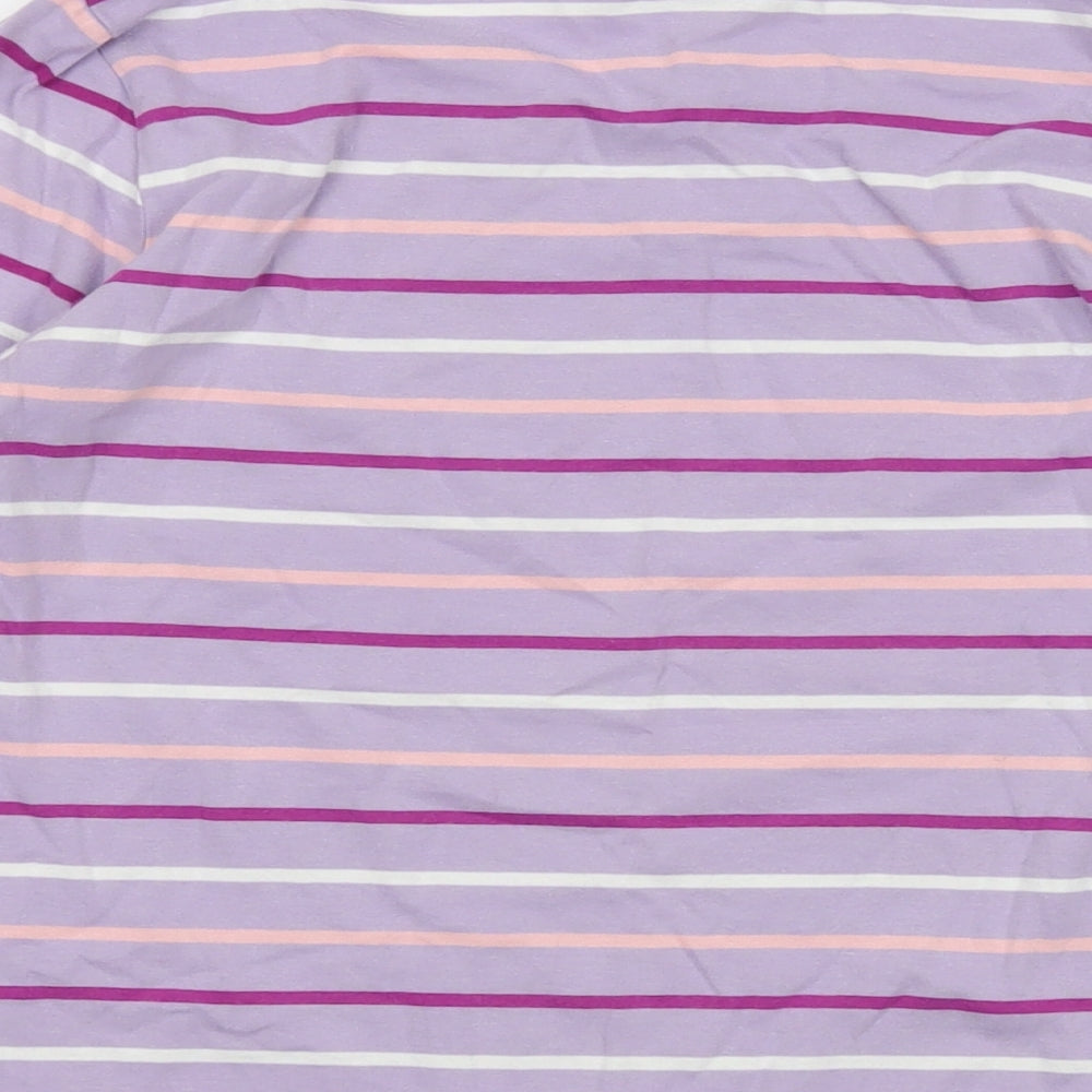 Crew Clothing Womens Purple Striped Cotton Basic T-Shirt Size 14 Round Neck