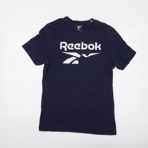 Reebok Mens Blue Cotton T-Shirt Size M Crew Neck
