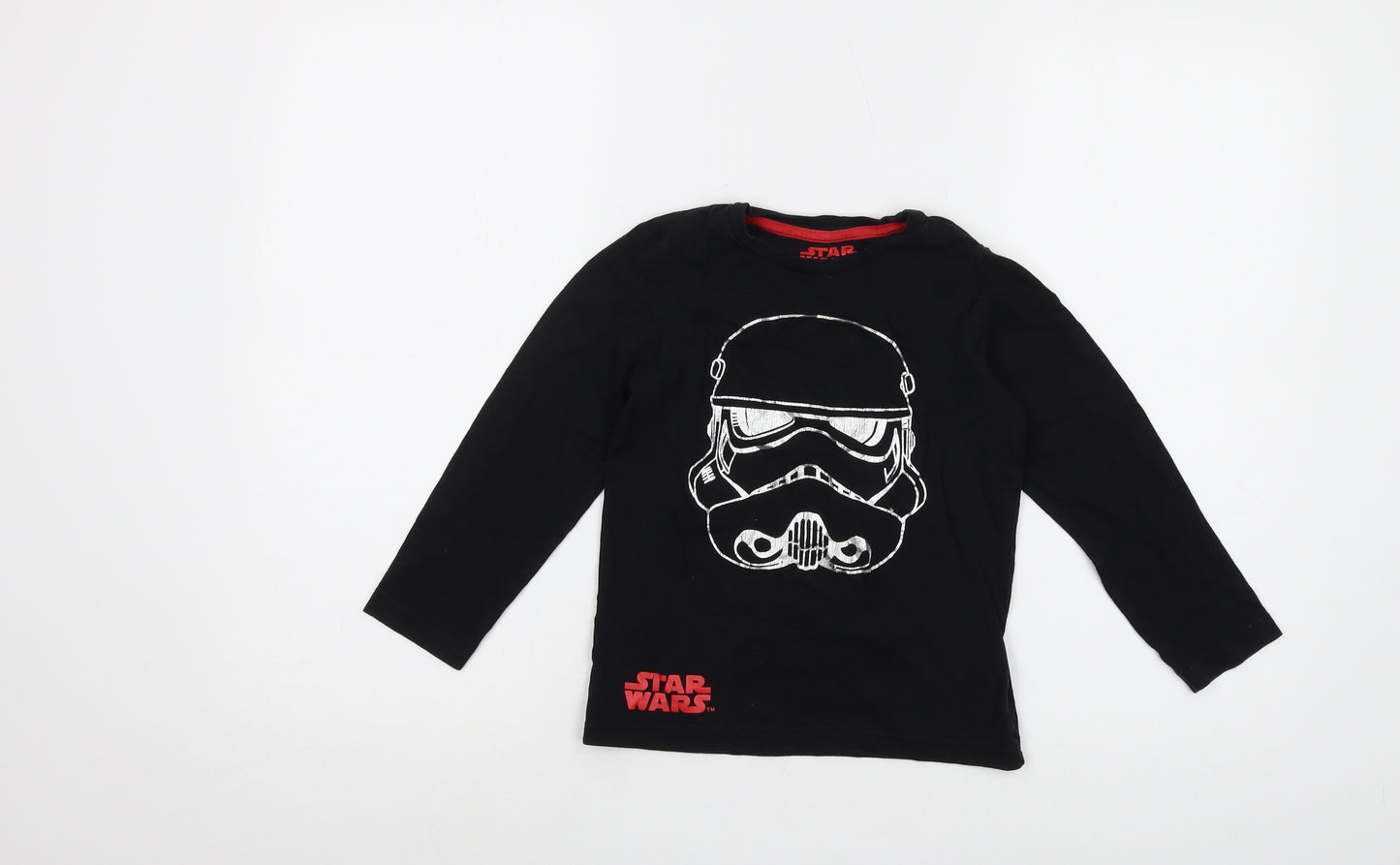 Star Wars Boys Black Cotton Basic T-Shirt Size 5-6 Years Crew Neck Pullover