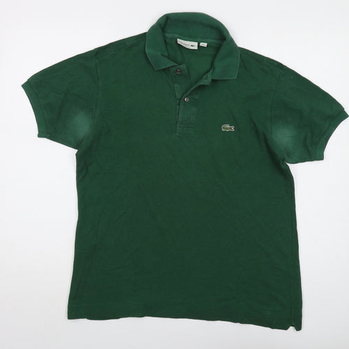 Lacoste Mens Green Cotton Polo Size M Collared Button