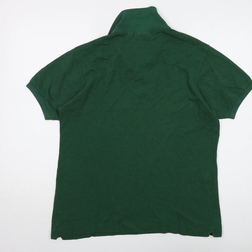 Lacoste Mens Green Cotton Polo Size M Collared Button