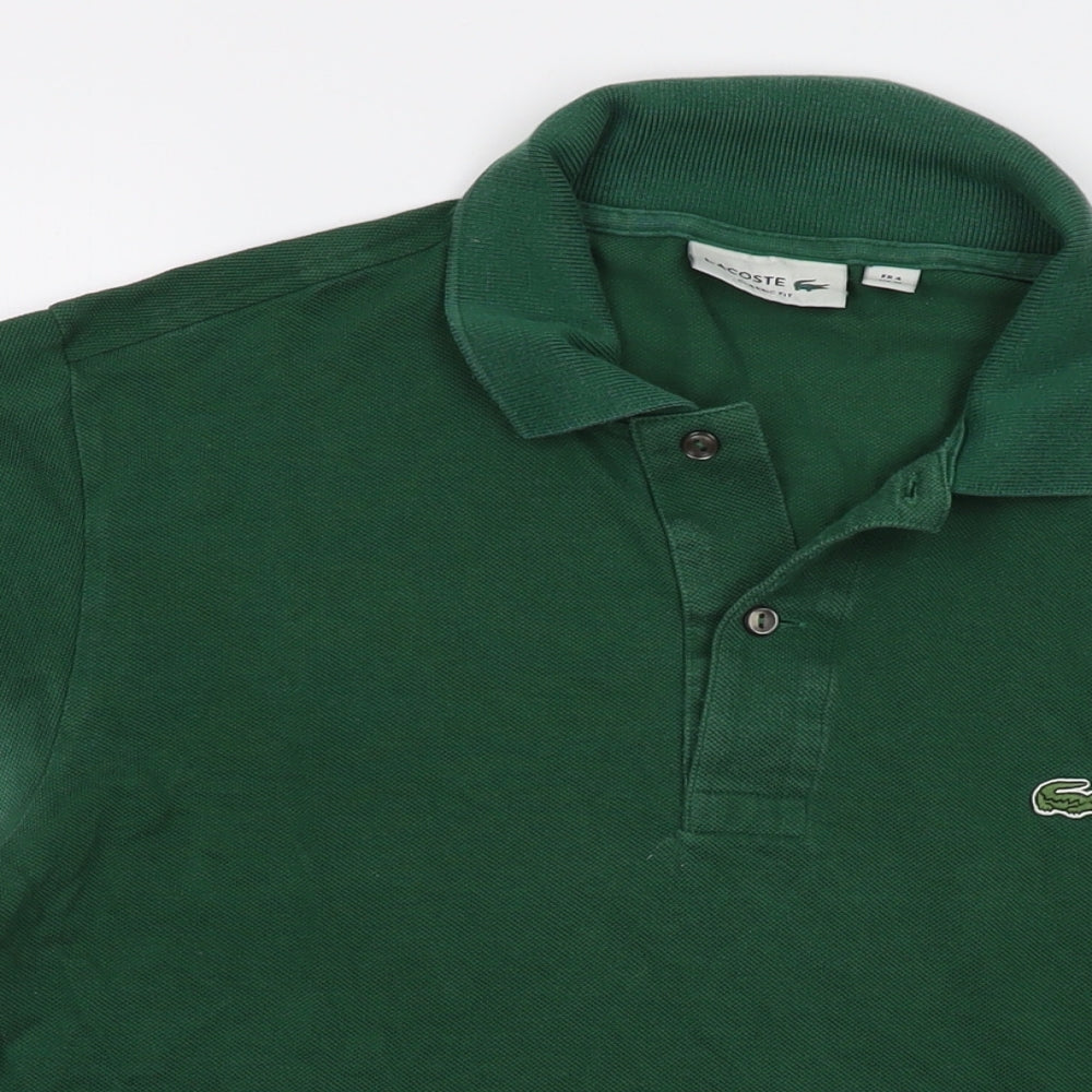 Lacoste Mens Green Cotton Polo Size M Collared Button