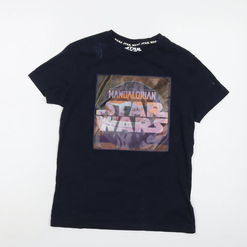 Star Wars Boys Blue Cotton Basic T-Shirt Size 11-12 Years Crew Neck Pullover