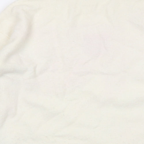 YAYA Womens Ivory Crew Neck Nylon Pullover Jumper Size M