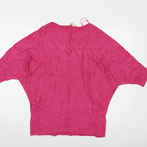 Phase Eight Womens Pink Round Neck Viscose Pullover Jumper Size 12