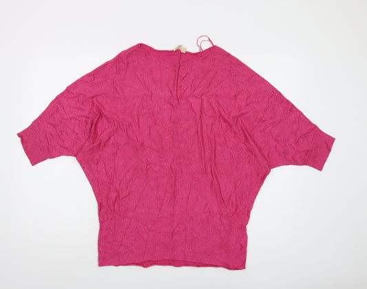 Phase Eight Womens Pink Round Neck Viscose Pullover Jumper Size 12