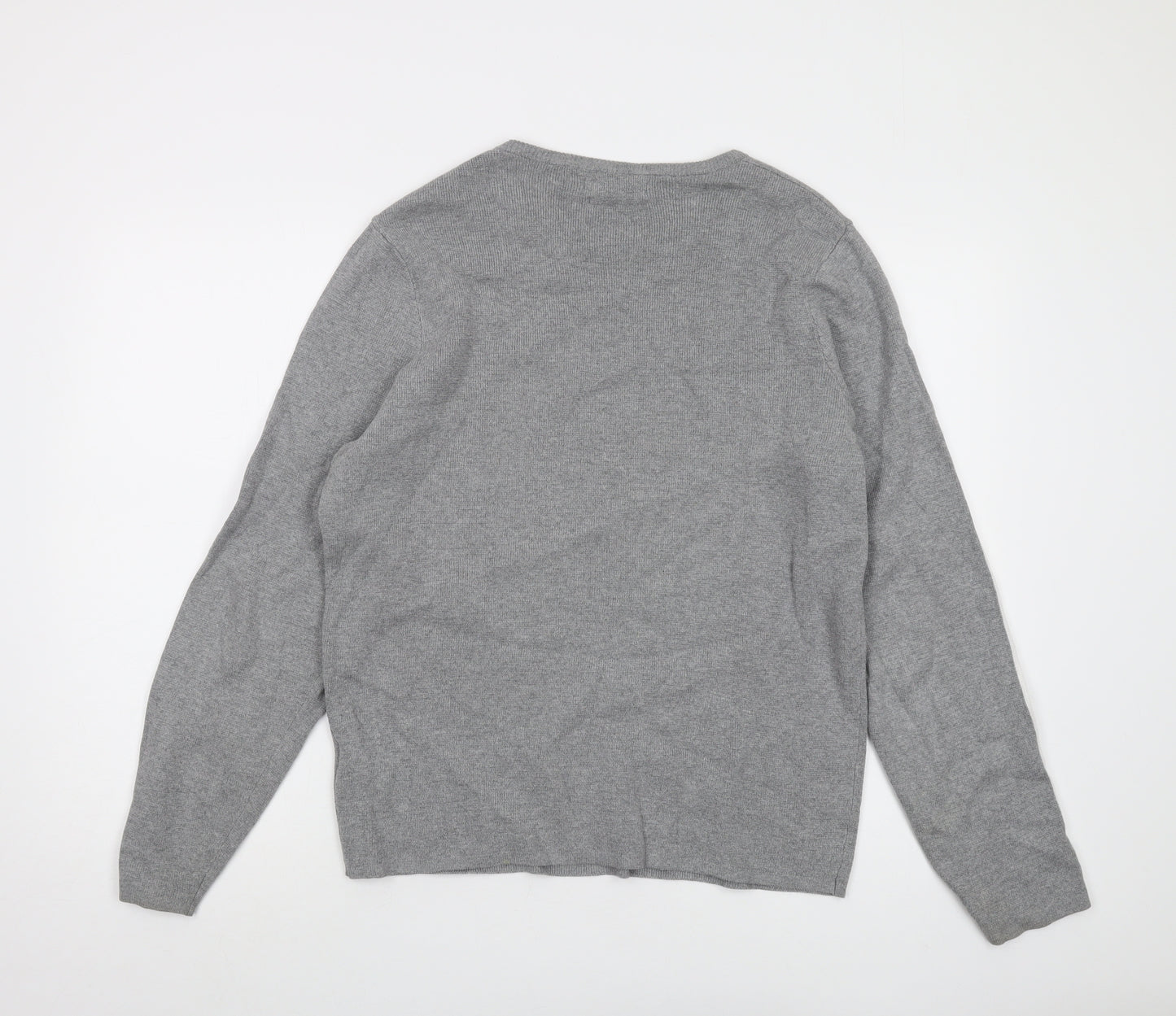 Blue Harbour Mens Grey Crew Neck Cotton Pullover Jumper Size M Long Sleeve