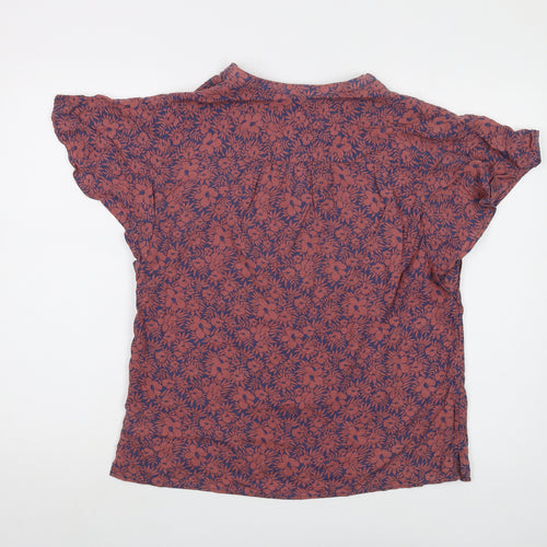 Gap Womens Red Floral Modal Basic Blouse Size M V-Neck