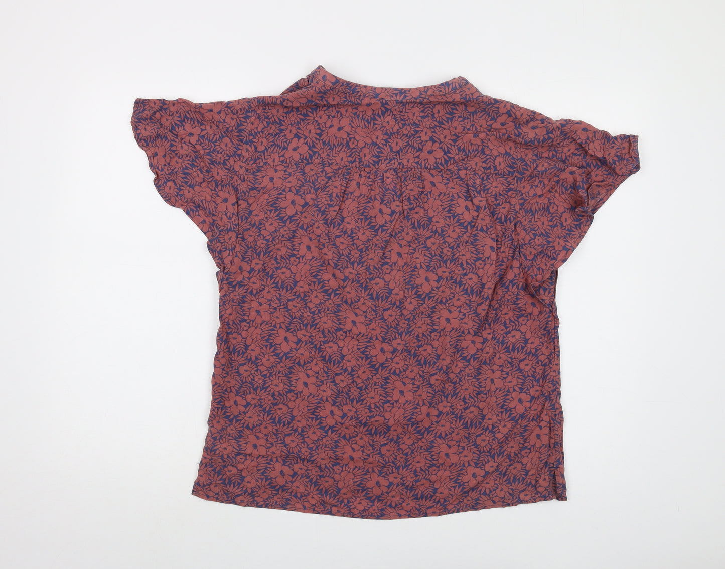 Gap Womens Red Floral Modal Basic Blouse Size M V-Neck