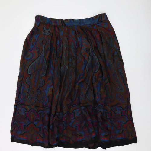 St Michael Womens Multicoloured Geometric Viscose A-Line Skirt Size 18 Zip