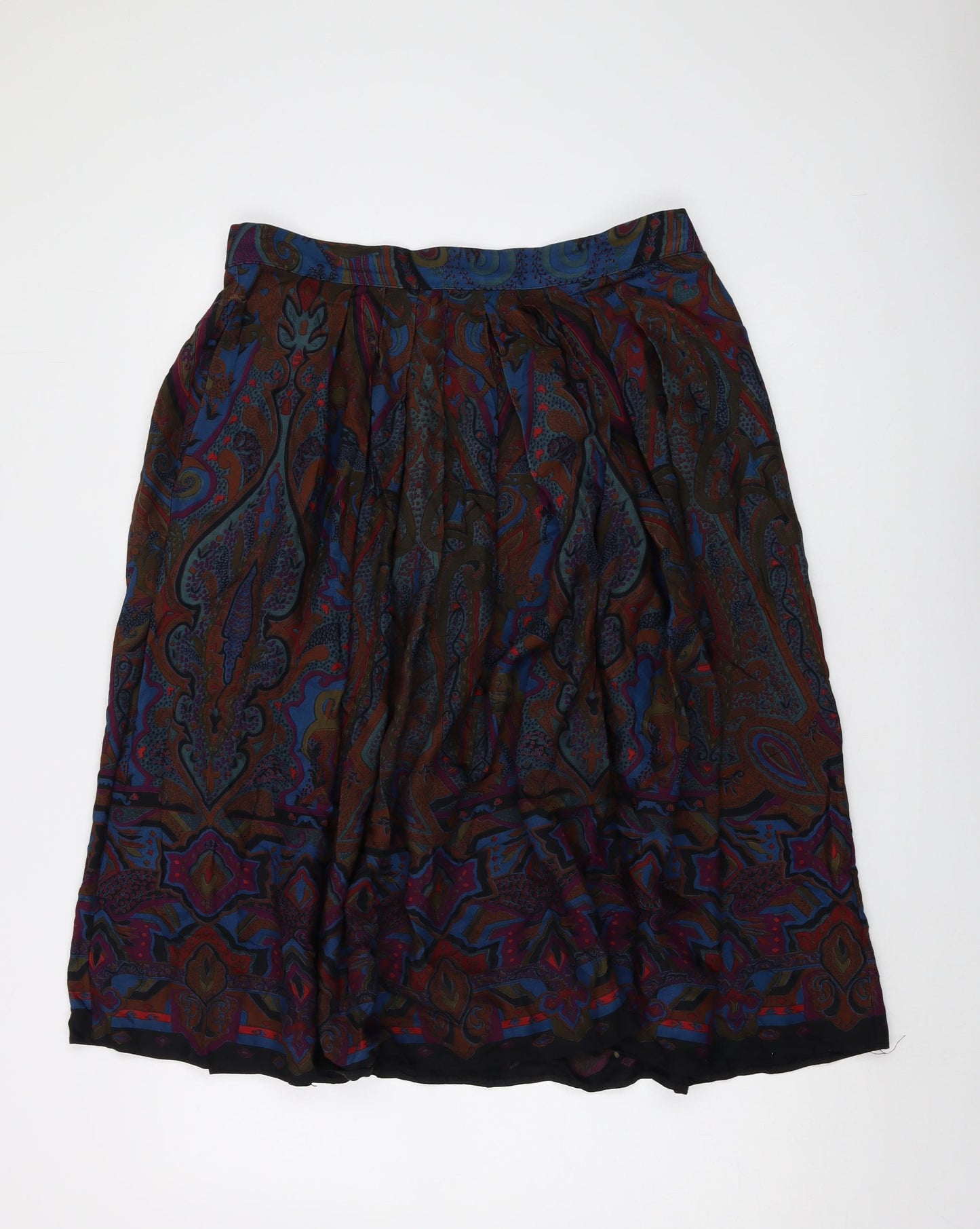 St Michael Womens Multicoloured Geometric Viscose A-Line Skirt Size 18 Zip