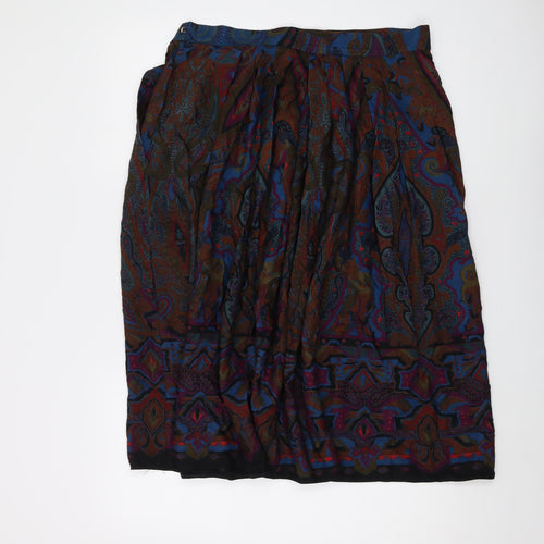 St Michael Womens Multicoloured Geometric Viscose A-Line Skirt Size 18 Zip