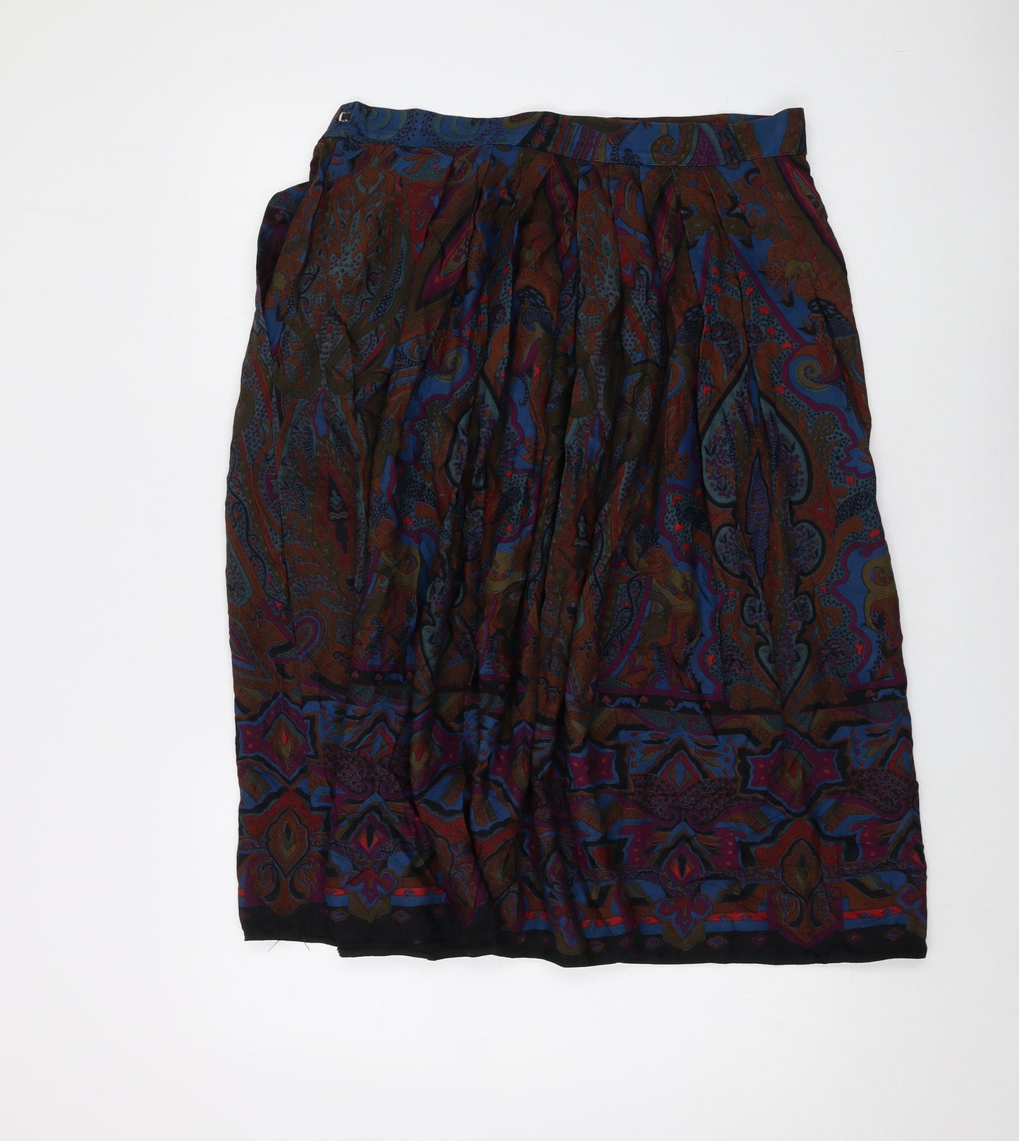 St Michael Womens Multicoloured Geometric Viscose A-Line Skirt Size 18 Zip