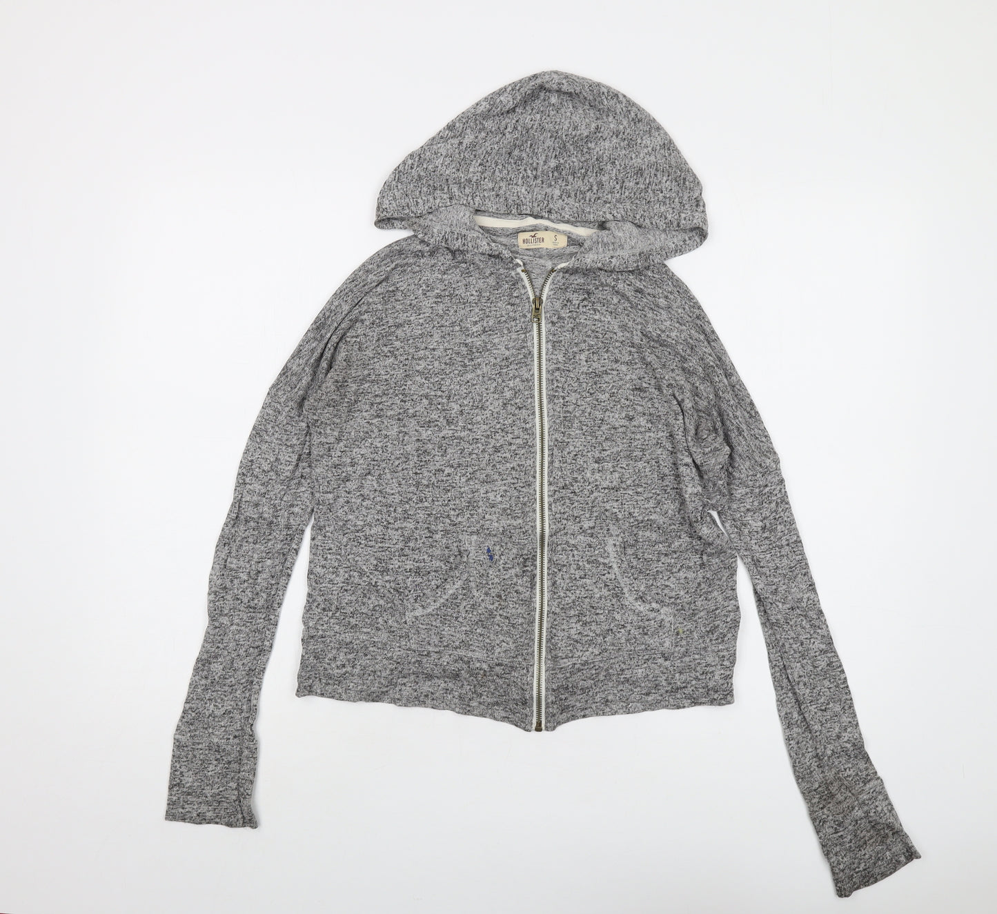 Hollister Womens Grey Viscose Full Zip Hoodie Size S Zip