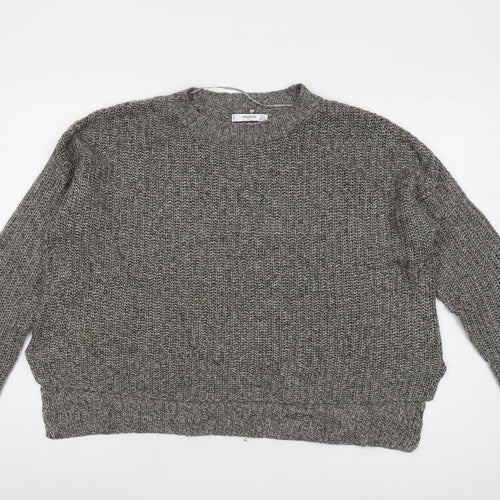 Mango Womens Grey Round Neck Acrylic Pullover Jumper Size S