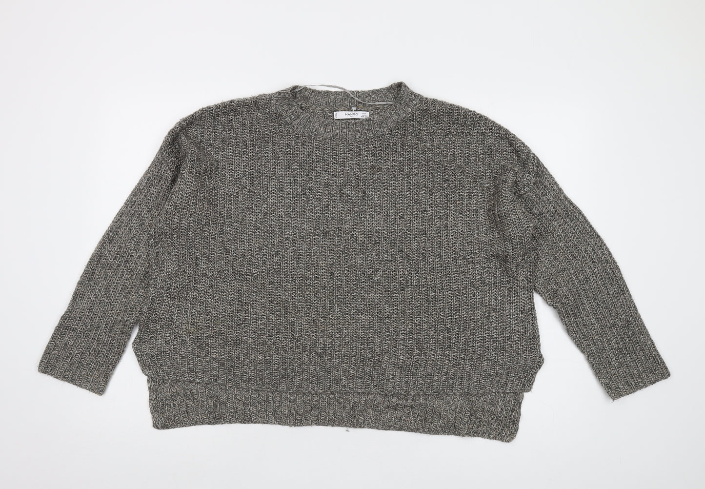 Mango Womens Grey Round Neck Acrylic Pullover Jumper Size S