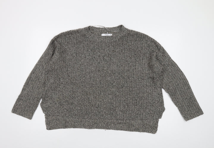 Mango Womens Grey Round Neck Acrylic Pullover Jumper Size S