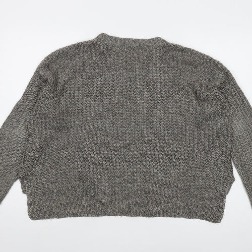 Mango Womens Grey Round Neck Acrylic Pullover Jumper Size S