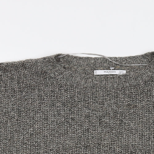 Mango Womens Grey Round Neck Acrylic Pullover Jumper Size S