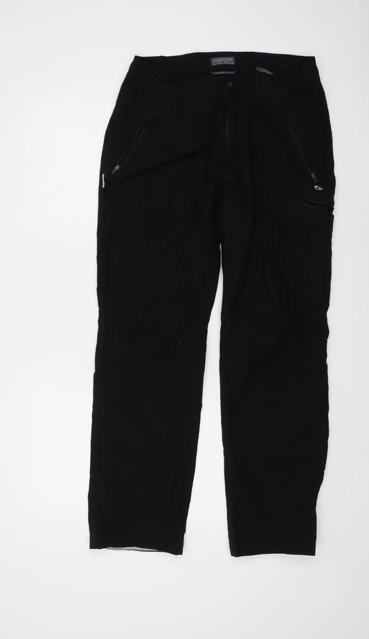 Craghoppers Mens Black Polyamide Cargo Trousers Size 34 in L30 in Regular Button