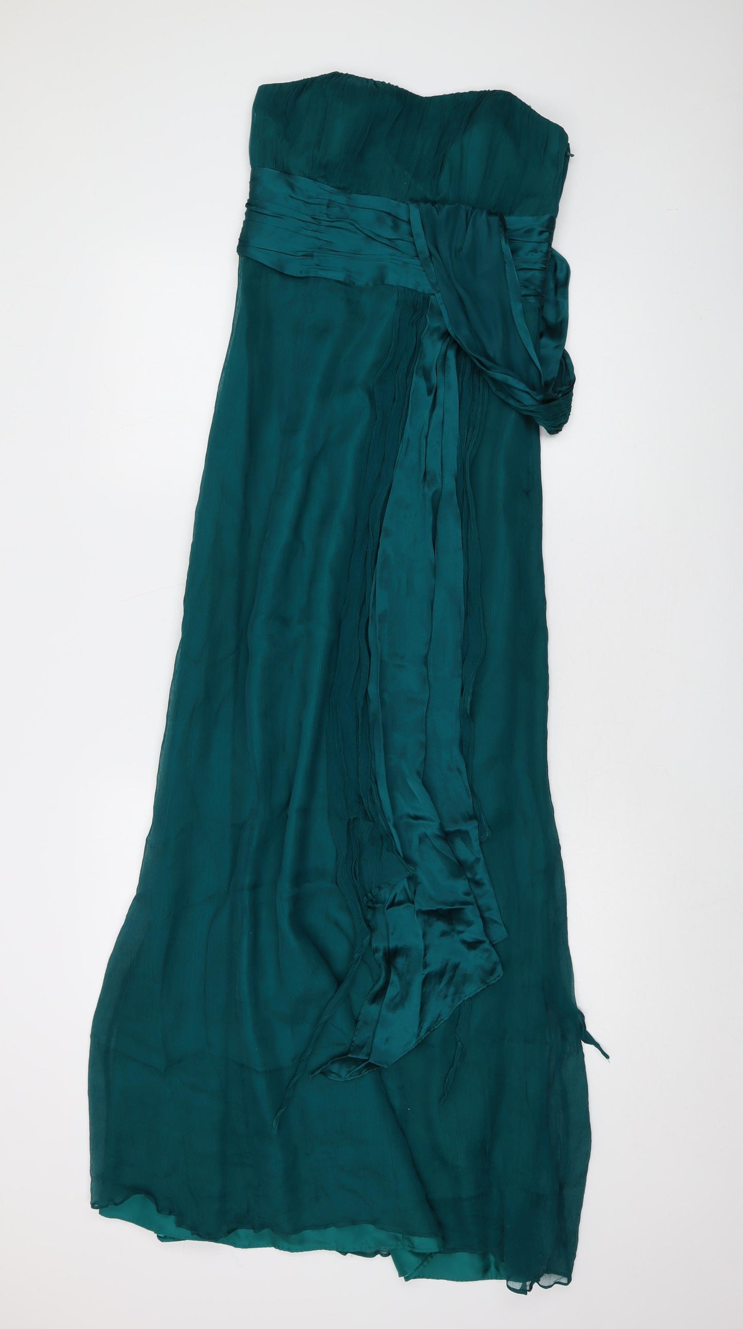 Monsoon Womens Green Silk A-Line Size 8 Square Neck Zip