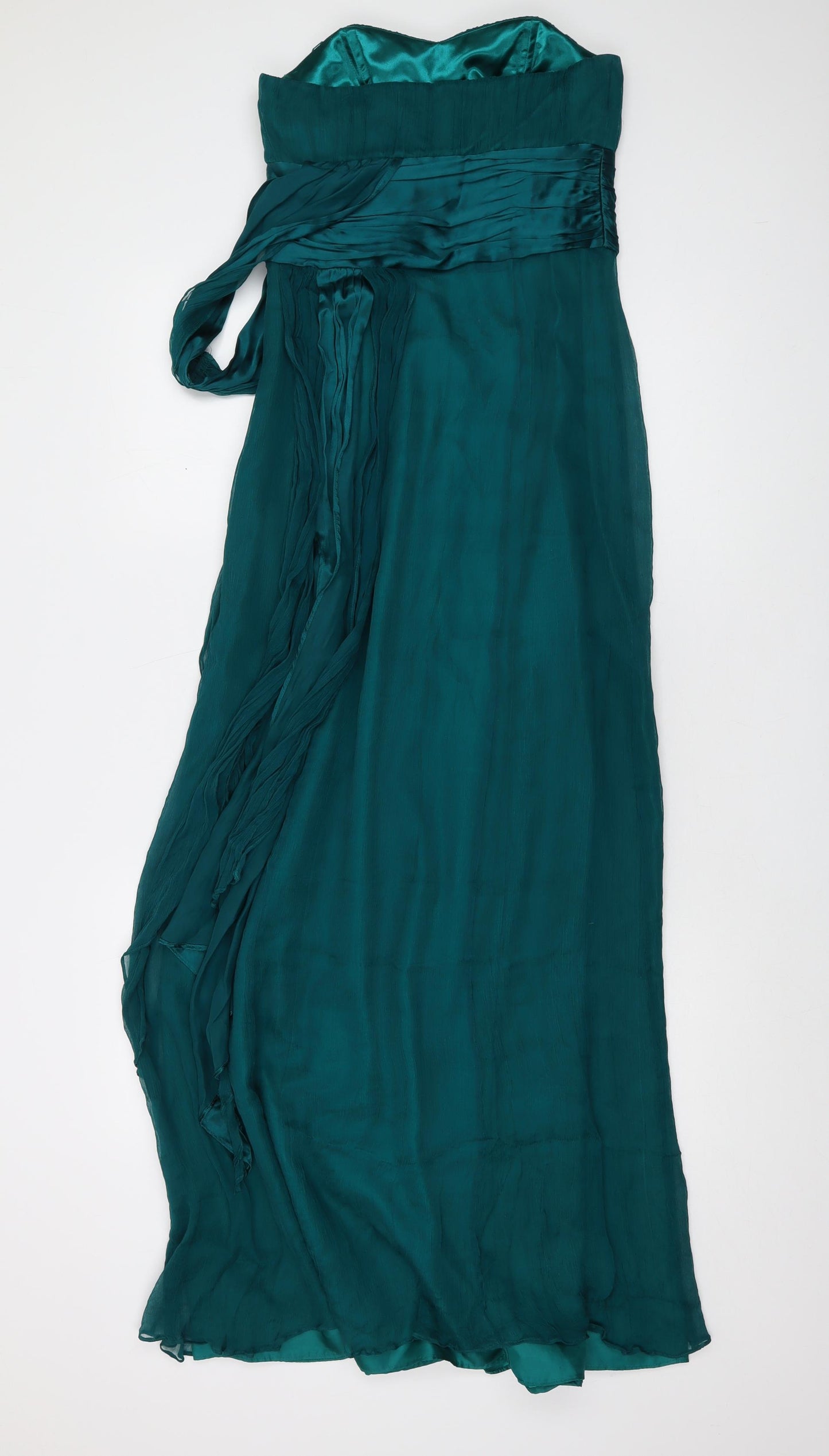 Monsoon Womens Green Silk A-Line Size 8 Square Neck Zip