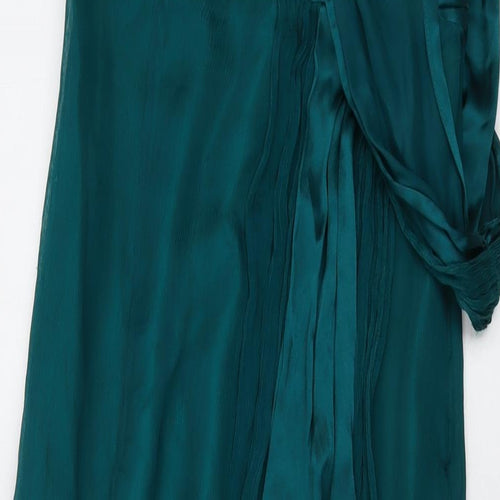Monsoon Womens Green Silk A-Line Size 8 Square Neck Zip