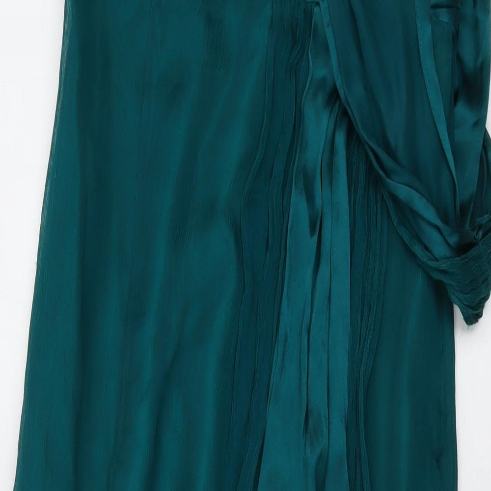 Monsoon Womens Green Silk A-Line Size 8 Square Neck Zip