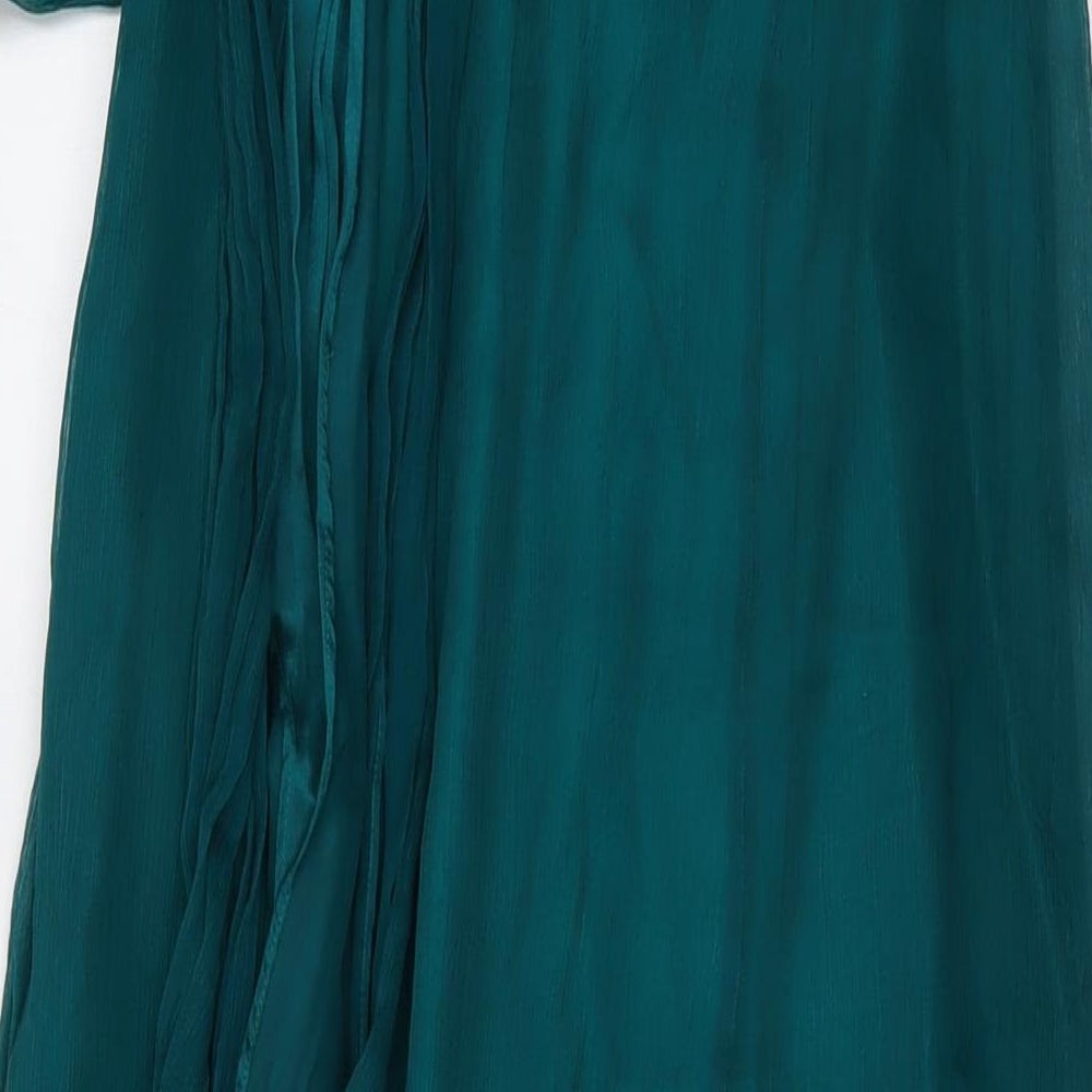 Monsoon Womens Green Silk A-Line Size 8 Square Neck Zip