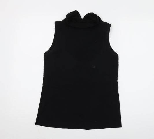 French Connection Womens Black Polyester Basic Tank Size S Roll Neck