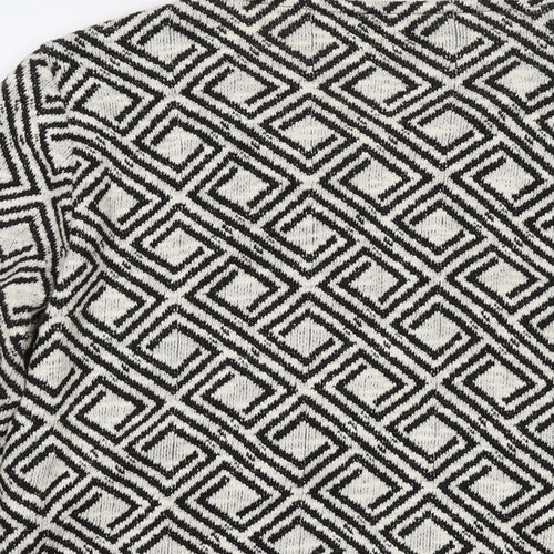 Monsoon Womens Beige V-Neck Geometric Cotton Cardigan Jumper Size 16