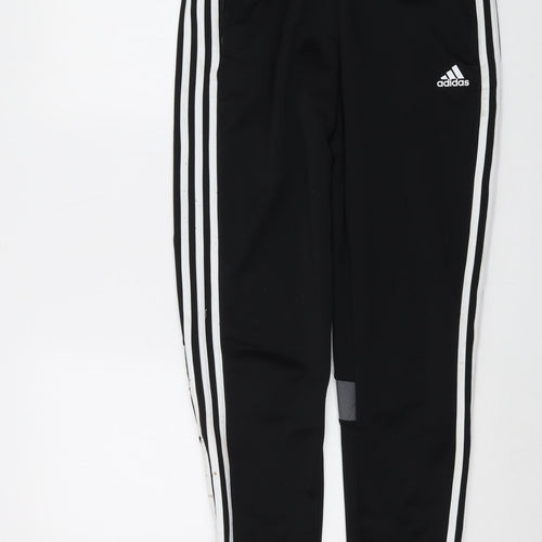 adidas Boys Black Polyester Sweatpants Trousers Size 15-16 Years Regular Drawstring