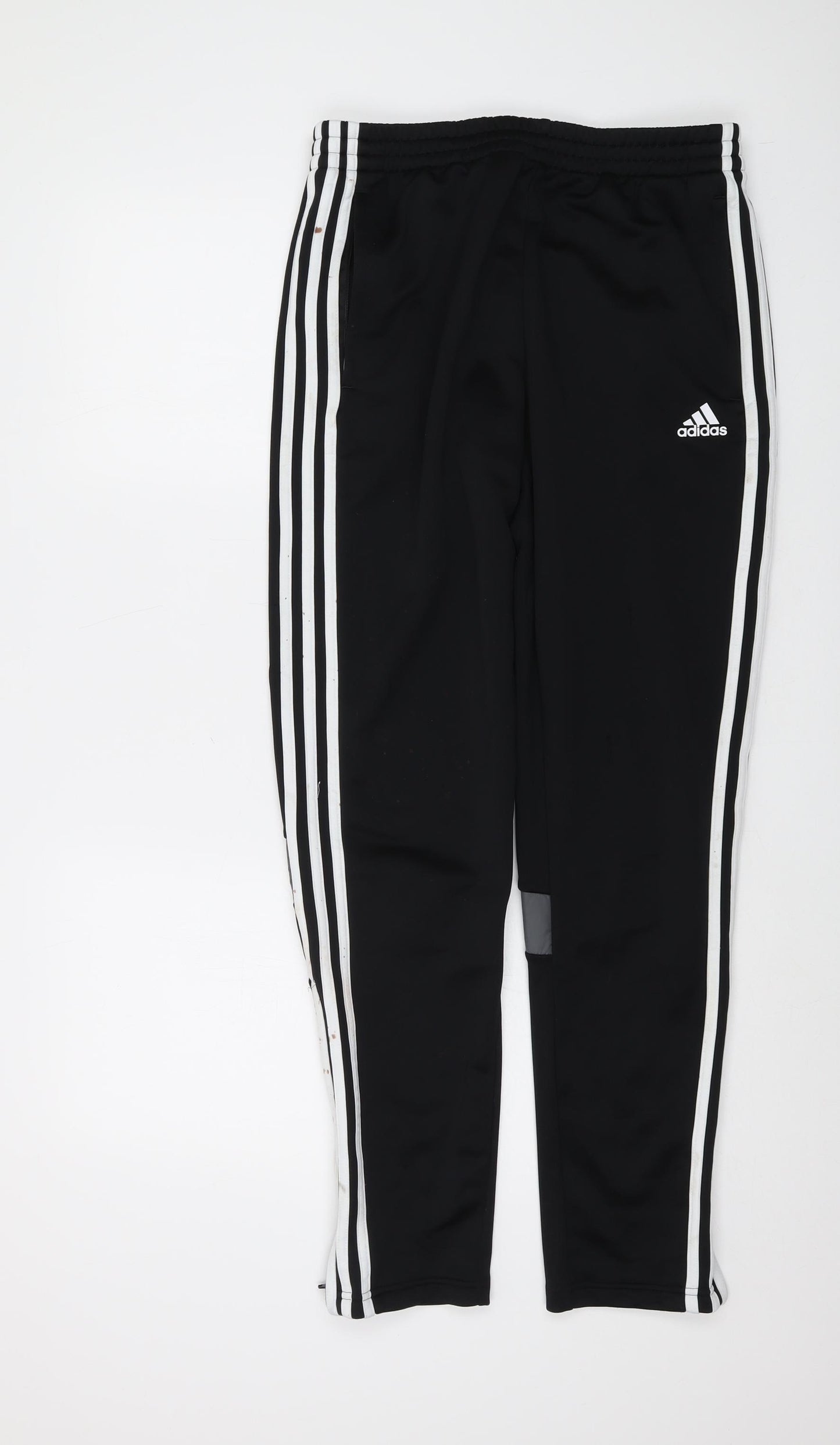 adidas Boys Black Polyester Sweatpants Trousers Size 15-16 Years Regular Drawstring