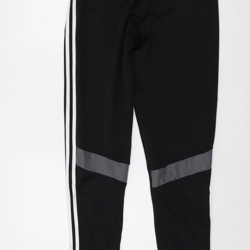 adidas Boys Black Polyester Sweatpants Trousers Size 15-16 Years Regular Drawstring