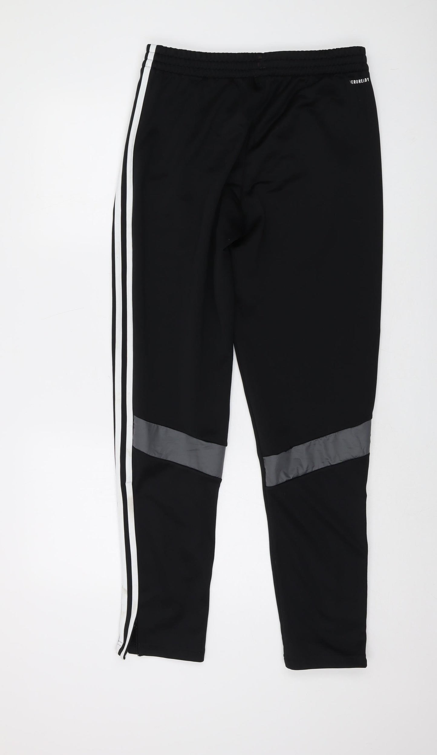 adidas Boys Black Polyester Sweatpants Trousers Size 15-16 Years Regular Drawstring