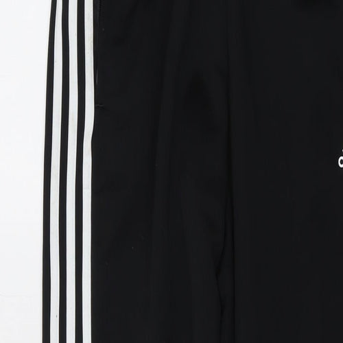adidas Boys Black Polyester Sweatpants Trousers Size 15-16 Years Regular Drawstring