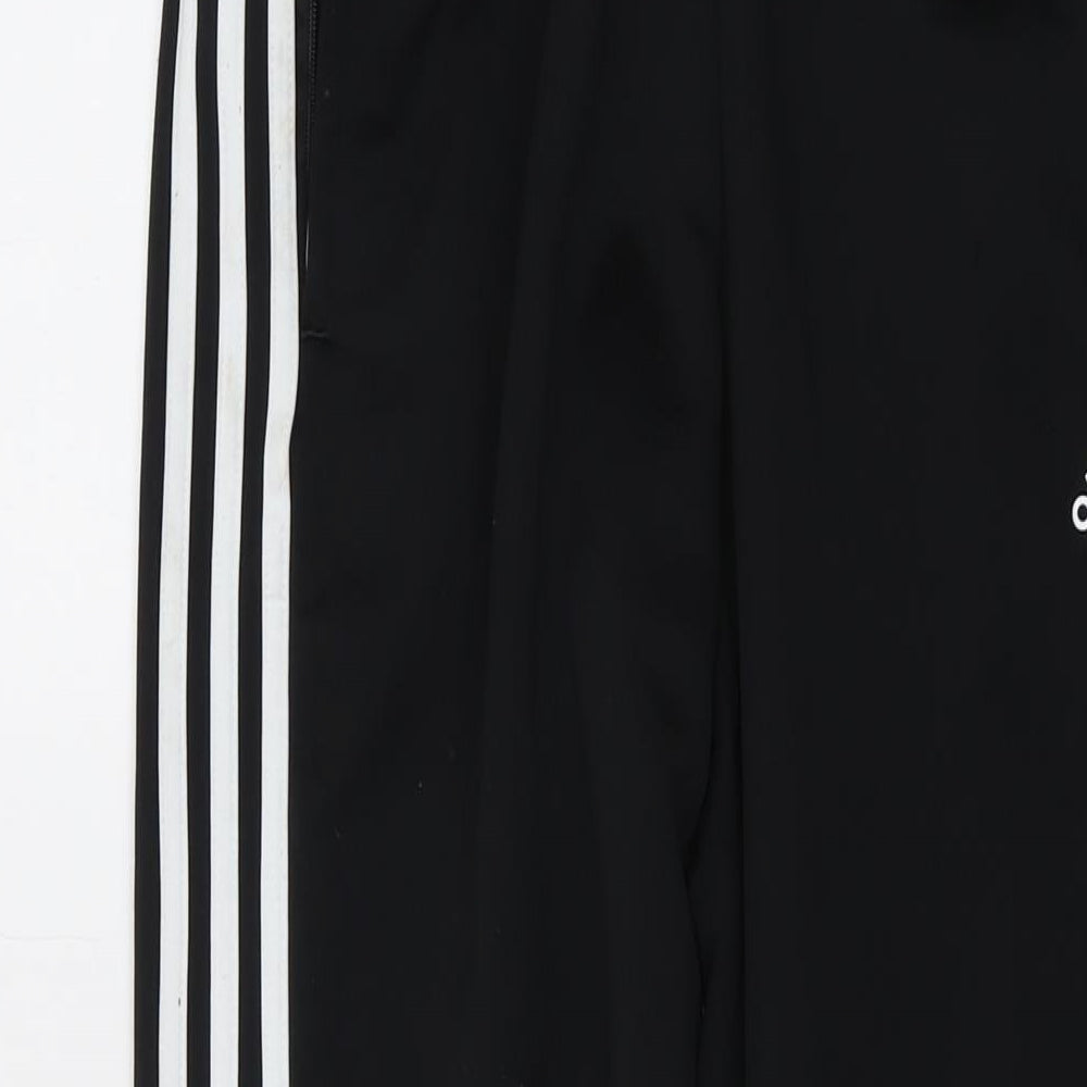 adidas Boys Black Polyester Sweatpants Trousers Size 15-16 Years Regular Drawstring