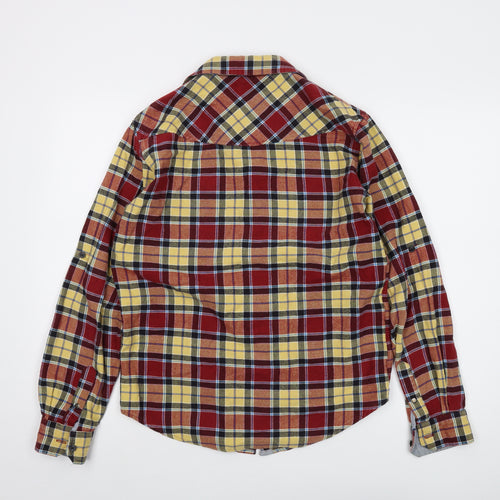 Bila Bong Mens Yellow Plaid Polyester Button-Up Size S Collared Button