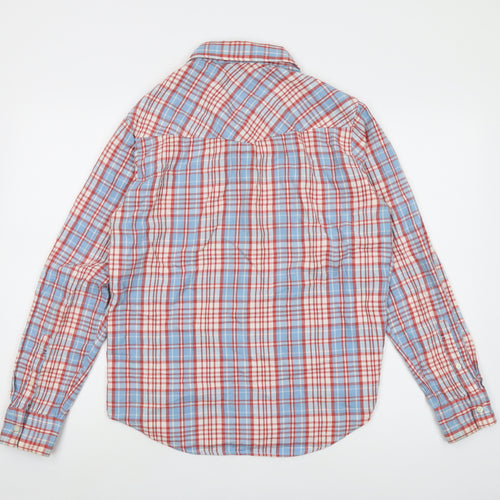 Levi's Mens Blue Plaid Cotton Button-Up Size S Collared Button
