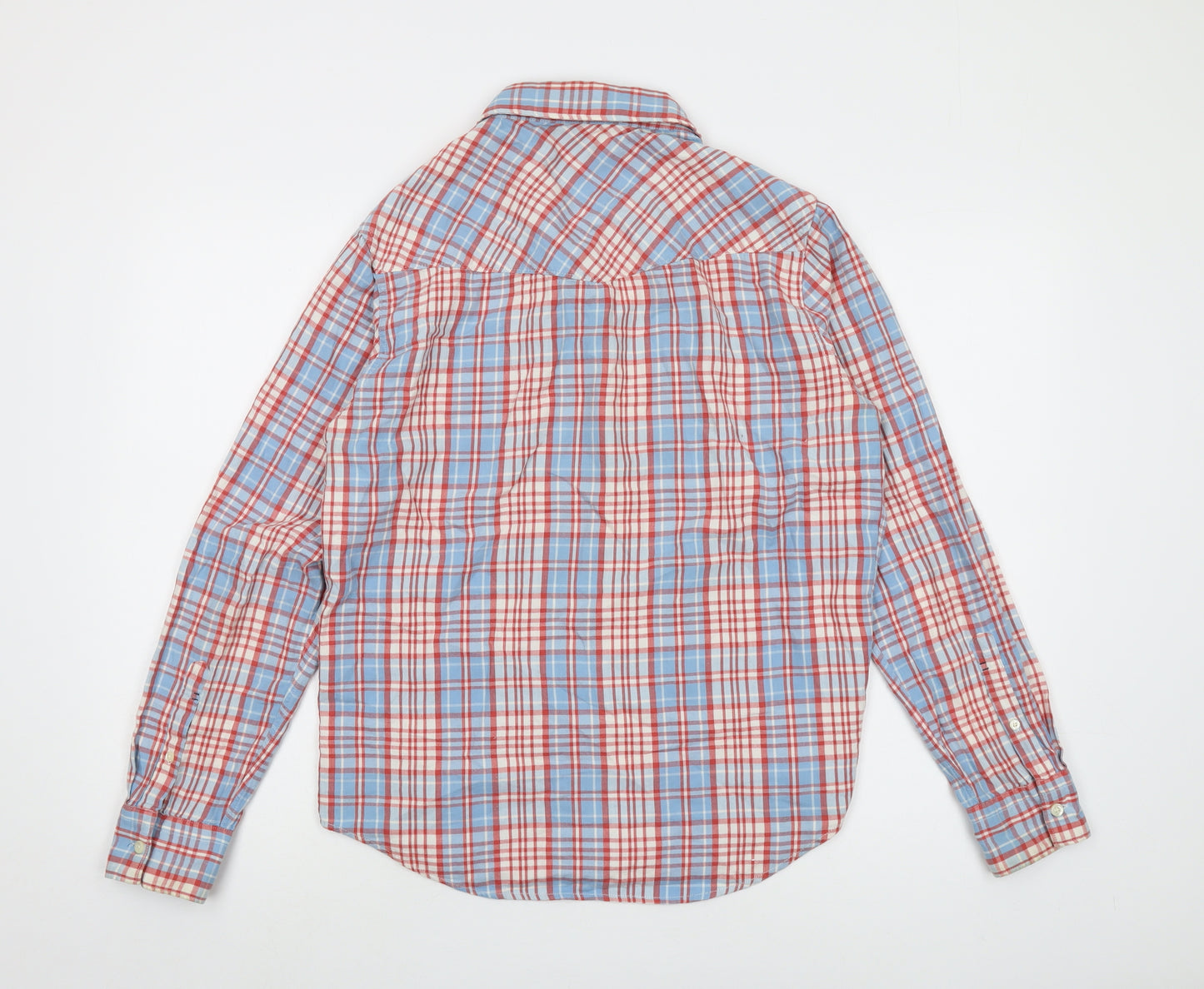 Levi's Mens Blue Plaid Cotton Button-Up Size S Collared Button