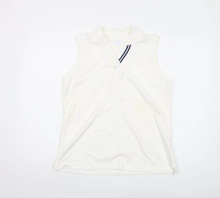 Lands' End Womens Ivory Cotton Basic Tank Size M V-Neck