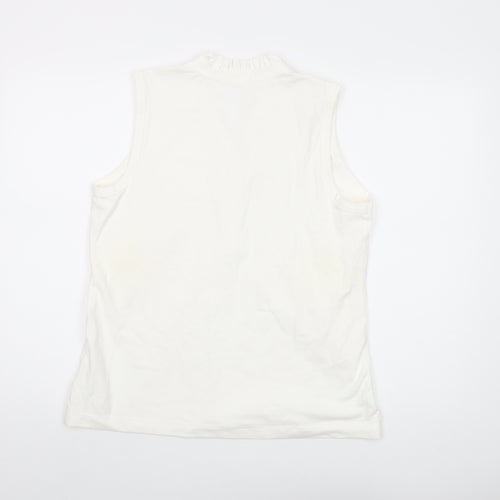 Lands' End Womens Ivory Cotton Basic Tank Size M V-Neck