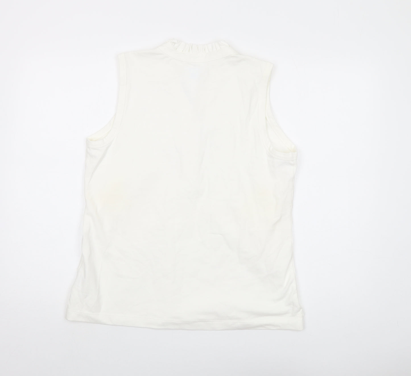 Lands' End Womens Ivory Cotton Basic Tank Size M V-Neck