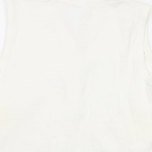 Lands' End Womens Ivory Cotton Basic Tank Size M V-Neck