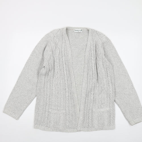 Jumper Womens Grey V-Neck Cotton Cardigan Jumper Size M