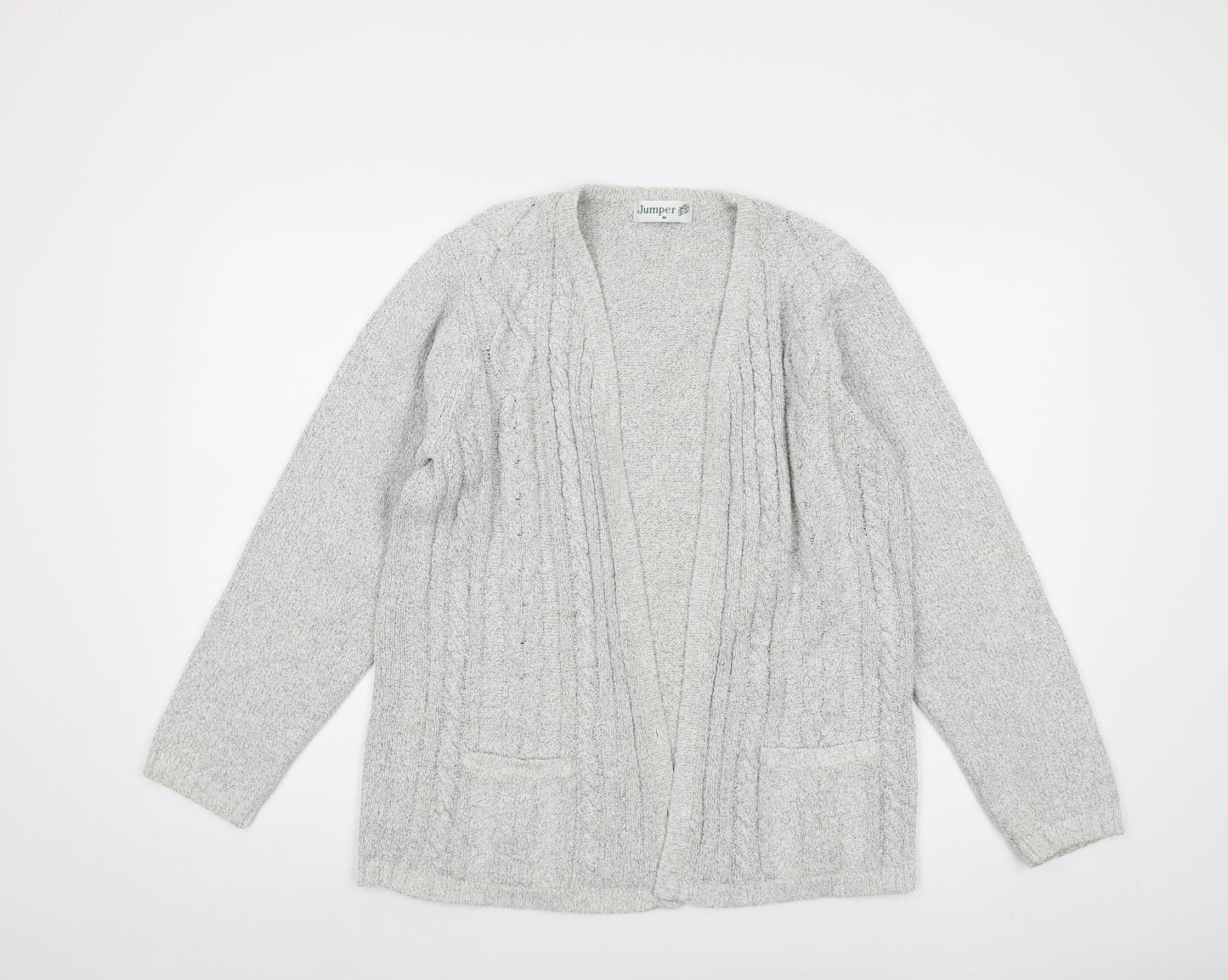 Jumper Womens Grey V-Neck Cotton Cardigan Jumper Size M