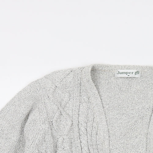 Jumper Womens Grey V-Neck Cotton Cardigan Jumper Size M