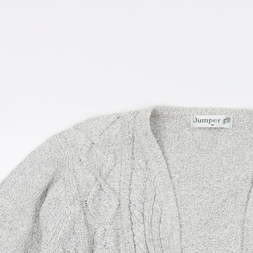 Jumper Womens Grey V-Neck Cotton Cardigan Jumper Size M
