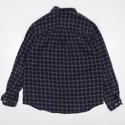 Timberland Mens Blue Plaid Cotton Button-Up Size M Collared Button