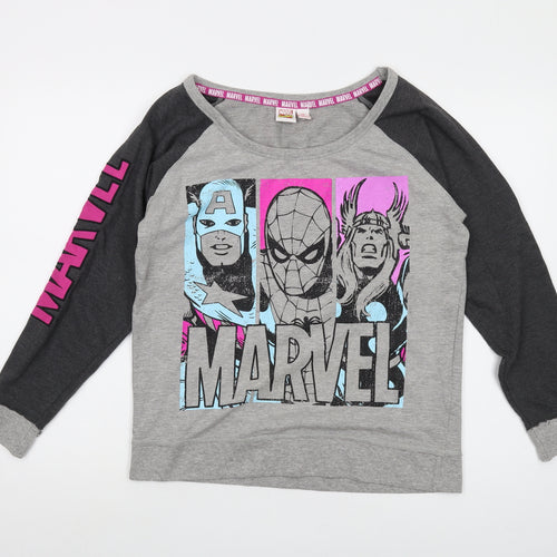 Marvel Womens Grey Cotton Pullover Sweatshirt Size M Pullover